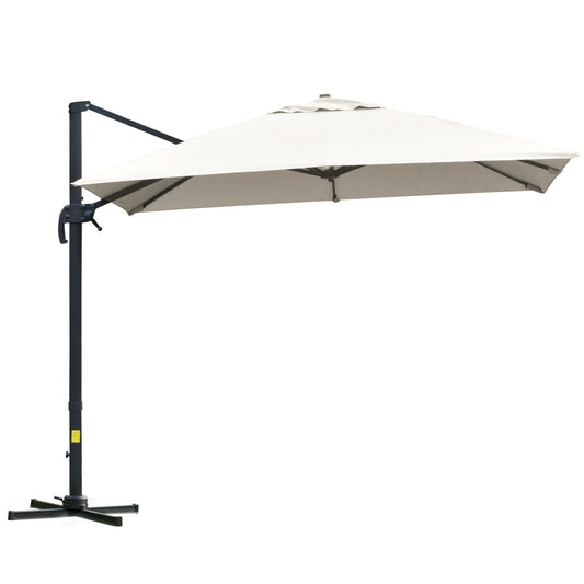 10x10ft Cantilever Umbrella Rotatable Square Top Market Parasol with 4 Adjustable Angle for Backyard Patio Outdoor Area Cream - Gallery Canada