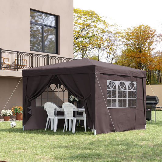 10x10ft Folding Tent Gazebo Pop Up Party Wedding Tent Portable Outdoor Sunshade Coffee - Gallery Canada