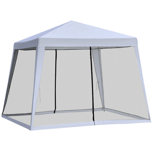 10x10ft Gazebo Tent with Netting Patio Canopy Outdoor Party Activity Sun Shade Garden Sun Shelter, Grey