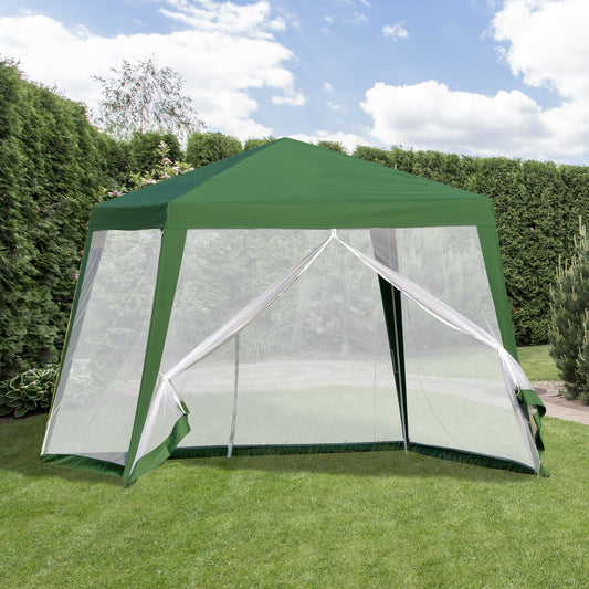10x10ft Party Tent Canopy with Netting, Patio Screen House Slant Leg Outdoor Gazebo Sun Shade Shelter, Green - Gallery Canada