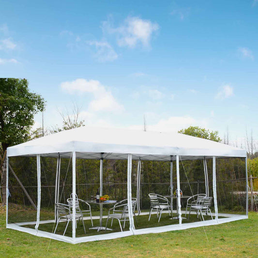 10x20ft Pop Up Party Tent Gazebo Canopy with 6 Removable Mesh Sidewalls Carry Bag, White - Gallery Canada