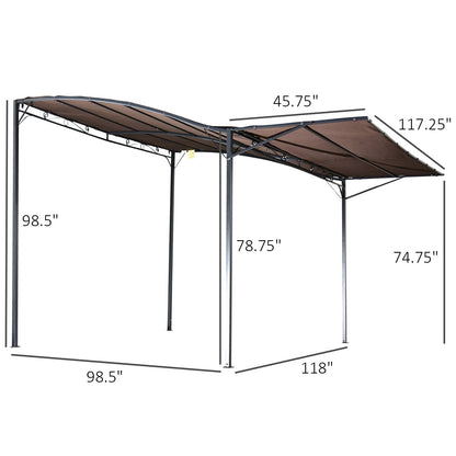 10x8ft Patio Metal Gazebo with Extendable Side Awning Outdoor Shelter Garden Sun Shade Canopy Deck Door Window Awning Brown at Gallery Canada
