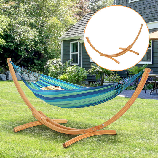 11' Wooden Hammock Stand Universal Garden Picnic Camp Accessories, Curved Arc Design Stand, 264lbs Capacity - Gallery Canada