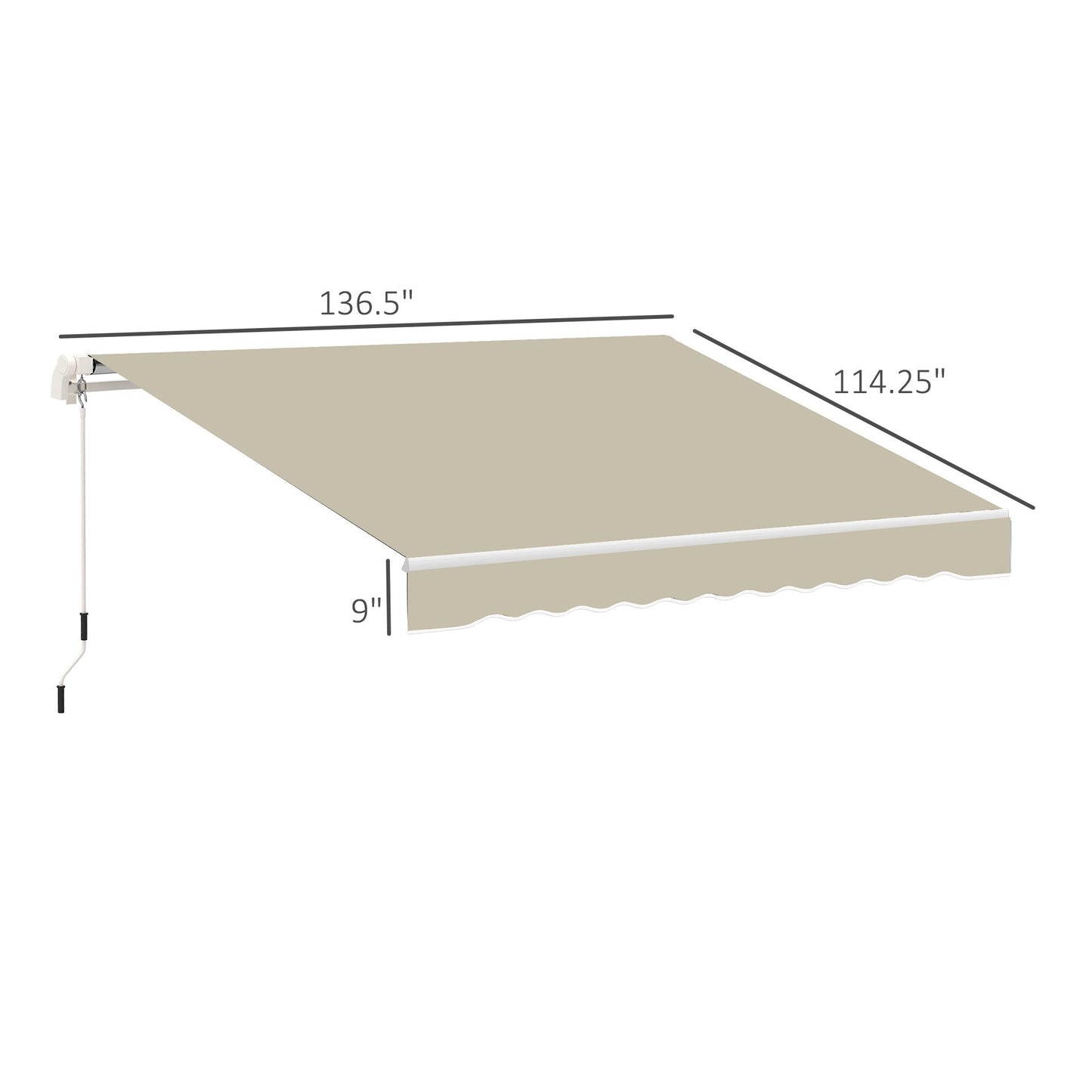11' x 10' Retractable Awning Fabric Replacement Outdoor Sunshade Canopy Awning Cover, UV Protection, Cream White - Gallery Canada