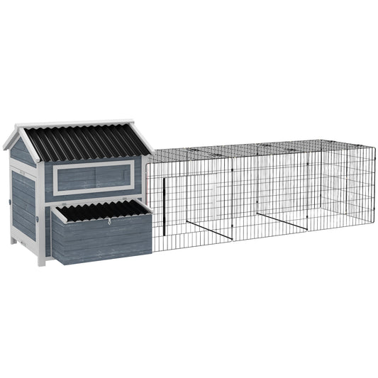 11' x 5' x 3.5' Chicken Coop Wooden with Run, Nesting Boxes Slide-out Tray, Perches for 2-4 Chickens, Dark Grey - Gallery Canada