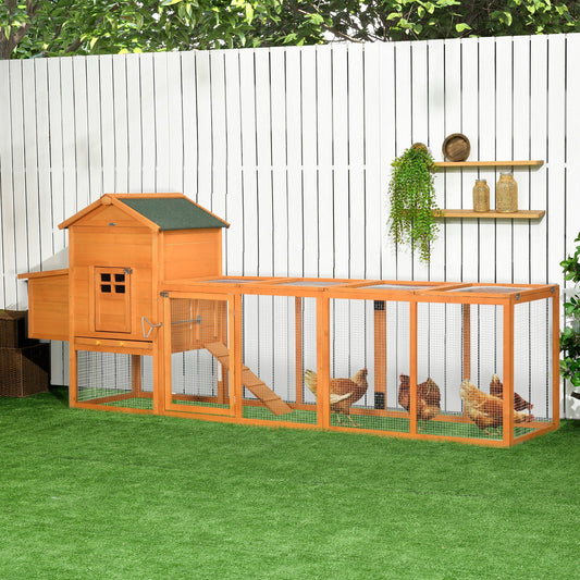 117" Extra Large Chicken Coop with Asphalt Roof, Wooden Hen House with Slide-out Tray, Quail Hutch with Nesting Box, Orange - Gallery Canada