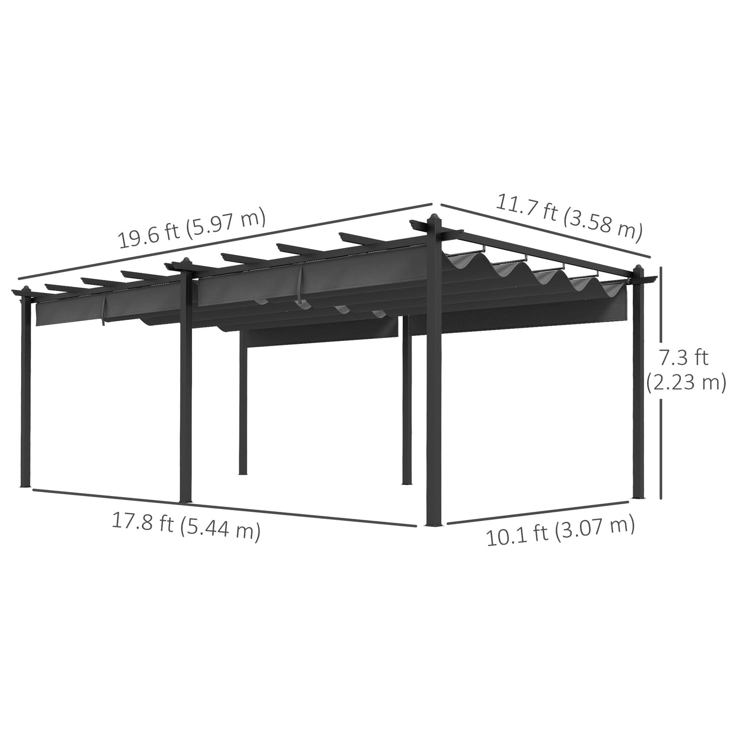 11.7' x 19.6' Retractable Pergola Canopy, Aluminum Pergola for Grill, Patio, Garden, Deck at Gallery Canada
