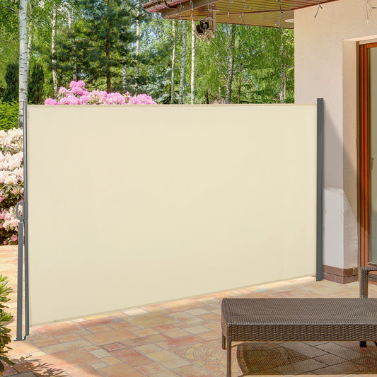 118" x 63" Retractable Side Awning Patio Outdoor Folding Privacy Screen with Resistance to UV Rays &; Wind, Cream White - Gallery Canada