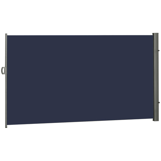 118" x 79" Outdoor Folding Privacy Screen Retractable Side Awning Patio with Resistance to UV Rays and Wind Dark Blue at Gallery Canada