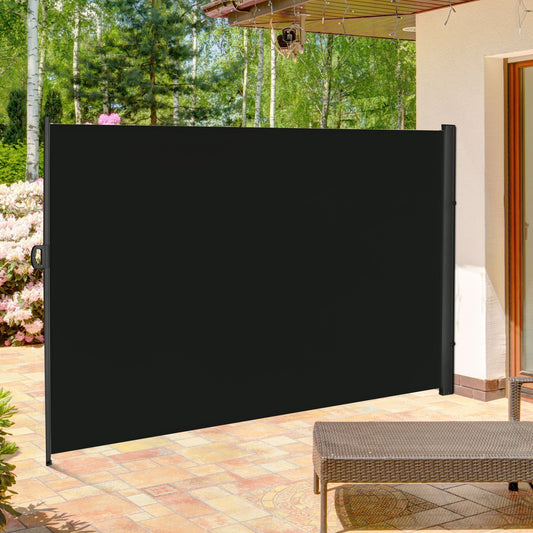 118" x 79" Retractable Side Awning Patio Outdoor Folding Privacy Screen with Resistance to UV Rays &; Wind, Black - Gallery Canada