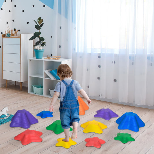 11PCs Larger Size Balance Stepping Stones for Kids with Non-slip Bottom, Stackable Obstacle Course Outdoor Indoor, Play River Rocks with Starfish Style - Gallery Canada