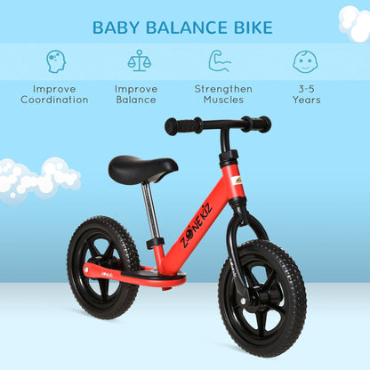 12" Kids Balance Bike No Pedal Bicycle Adjustable Seat and Handlebar Training Toddler Bike 3 - 5 Years Red at Gallery Canada