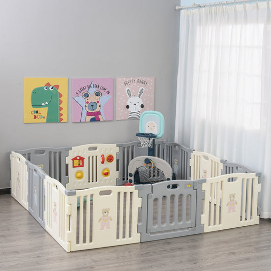 12 Panel Baby Enclosure, Baby Playpen, Kids Play Pen Safety Gate Kids Activity Center Fence for Home Indoor w/ Toy - Gallery Canada