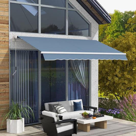 12' x 10' Manual Retractable Awning Outdoor Sunshade Shelter with Adjustable &; Versatile Design, Light Grey - Gallery Canada