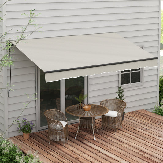12' x 10' Retractable Awning, 280gsm UV Resistant Sunshade Shelter, for Deck, Balcony, Yard, Light Grey - Gallery Canada
