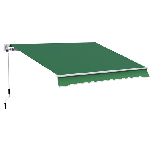 12' x 10' Retractable Awning Patio UV Resistant Fabric and Aluminum Frame for Deck, Balcony, Yard, Green - Gallery Canada