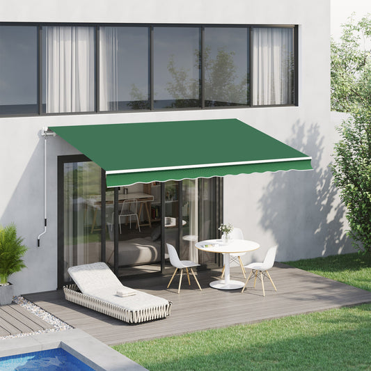 12' x 10' Retractable Awning Patio UV Resistant Fabric and Aluminum Frame for Deck, Balcony, Yard, Green - Gallery Canada