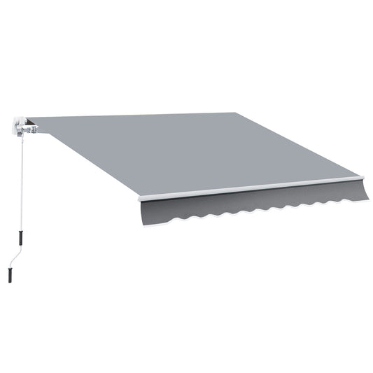 12' x 10' Retractable Awning Patio UV Resistant Fabric and Aluminum Frame for Deck, Balcony, Yard, Grey - Gallery Canada