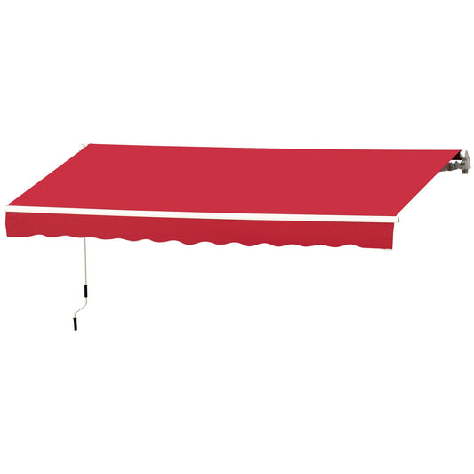12' x 10' Retractable Awning Patio UV Resistant Fabric and Aluminum Frame for Deck, Balcony, Yard, Wine Red - Gallery Canada