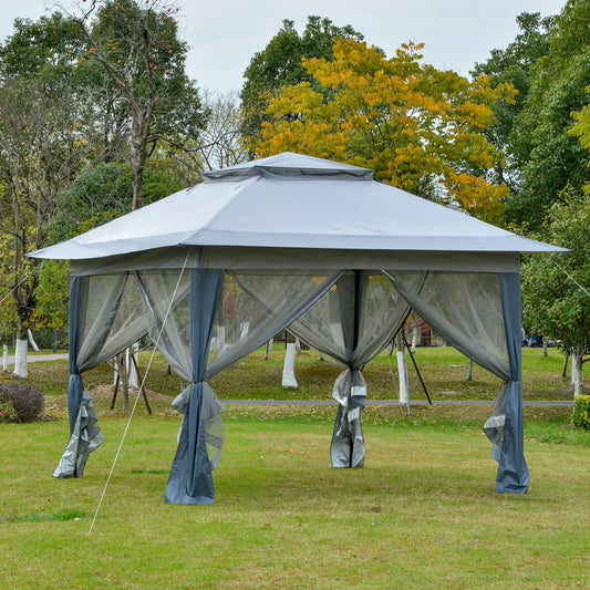 12' x 12' Foldable Pop-up Party Tent Instant Canopy Sun Shade Gazebo Shelter Steel Frame Oxford w/ Roller Bag, Grey - Gallery Canada