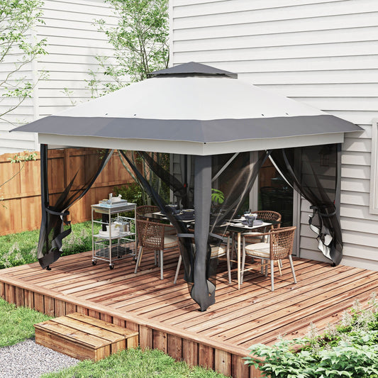 12' x 12' Foldable Pop-up Party Tent Instant Canopy Sun Shade Gazebo Shelter Steel Frame Oxford w/ Roller Bag, Grey - Gallery Canada
