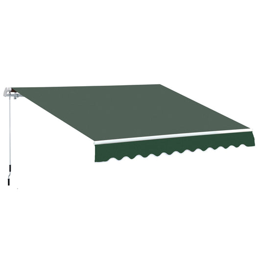 12' x 8' Retractable Awning Patio Awnings Sun Shade Shelter with Manual Crank Handle, UV &; Water-Resistant Fabric and Aluminum Frame for Deck Balcony Yard, Green - Gallery Canada