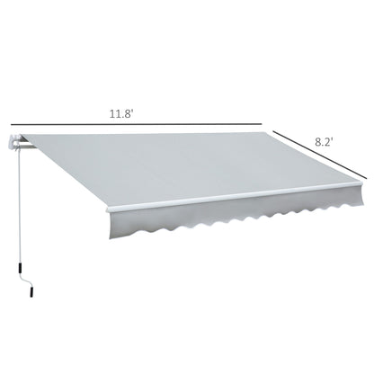 12' x 8' Retractable Awning Patio Awnings Sun Shade Shelter with Manual Crank Handle, UV &; Water-Resistant Fabric and Aluminum Frame for Deck Balcony Yard, Grey - Gallery Canada