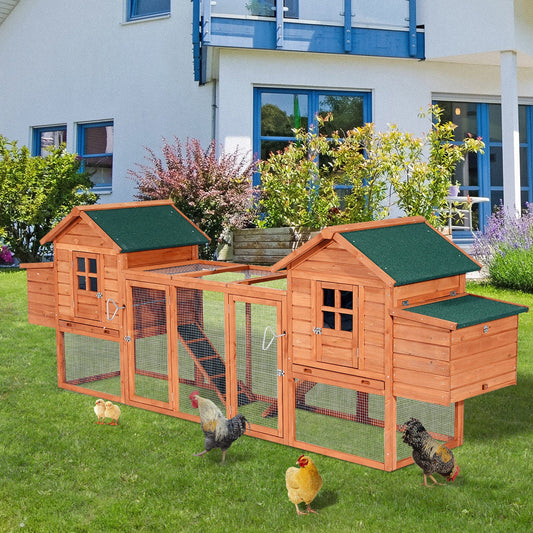 123" Dual Chicken Coop Wooden Large Chicken House Rabbit Hutch Hen Poultry Cage Backyard with Outdoor Ramps and Nesting Boxes - Gallery Canada