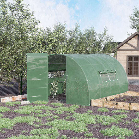 12.5 x 10 x 6.5ft Outdoor Walk-in Tunnel Greenhouse Portable Plant Gardening Warm House with PE Cover Green - Gallery Canada
