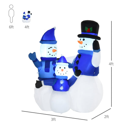 1.2M Tall Large LED Lighted Christmas Inflatable Snowmen Family Outdoor Indoor Holiday Decorations - Gallery Canada