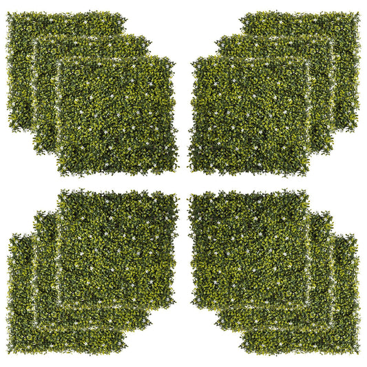 12PCS 20" x 20" Artificial Boxwood Panels UV Protected Milan Leaf Grass Privacy Fence Screen Topiary Hedge Plant Greenery Wall for Home Garden Backyard Balcony party - Gallery Canada