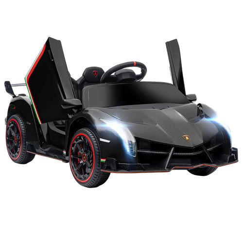 12V Electric Ride on Car with Butterfly Doors, 4.3Mph Kids Ride-on Toy for Boys and Girls with Remote Control, Bluetooth, Horn Honking, Music, Lights, Black