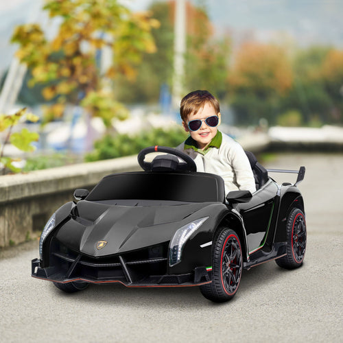 12V Electric Ride on Car with Butterfly Doors, 4.3Mph Kids Ride-on Toy for Boys and Girls with Remote Control, Bluetooth, Horn Honking, Music, Lights, Black
