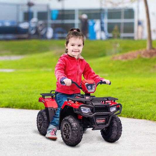 12V Kids ATV Quad, 4 Wheeler Battery Powered Electric Vehicle with Music MP3, Headlights, High Low Speed, Treaded Tires, for Boys and Girls Ages 37-60 Months, Red - Gallery Canada