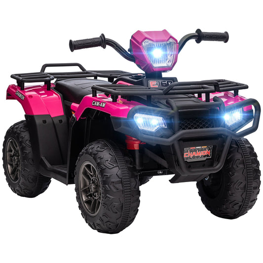 12V Kids ATV Quad, 4 Wheeler Battery Powered Electric Vehicle with Music MP3, Headlights, High Low Speed, Treaded Tires, for Boys and Girls Ages 37-60 Months, Pink - Gallery Canada