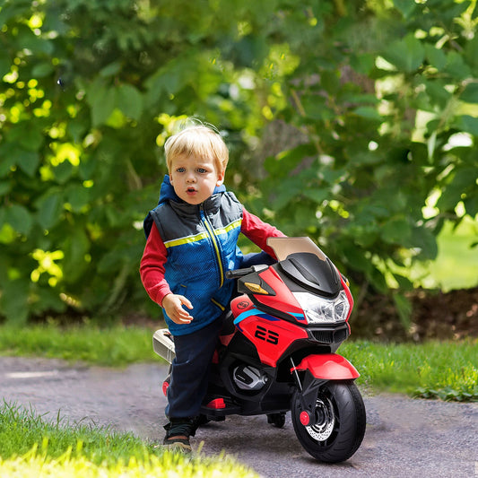 12V Kids Motorcycle with Training Wheels, Battery-Operated Motorbike for Kids with Lights, Music, up to 3.7 Mph, Red - Gallery Canada