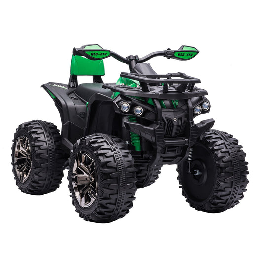 12V Kids Ride-on Four Wheeler ATV Car with MP3 Real Working Headlights, Battery Powered Motorcycle for Boys and Girls Green - Gallery Canada