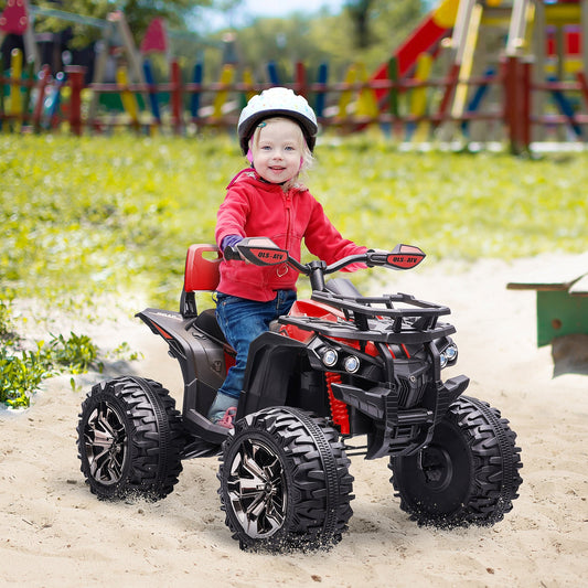 12V Kids Ride-on Four Wheeler ATV Car with MP3 Real Working Headlights, Battery Powered Motorcycle for Boys and Girls Red - Gallery Canada