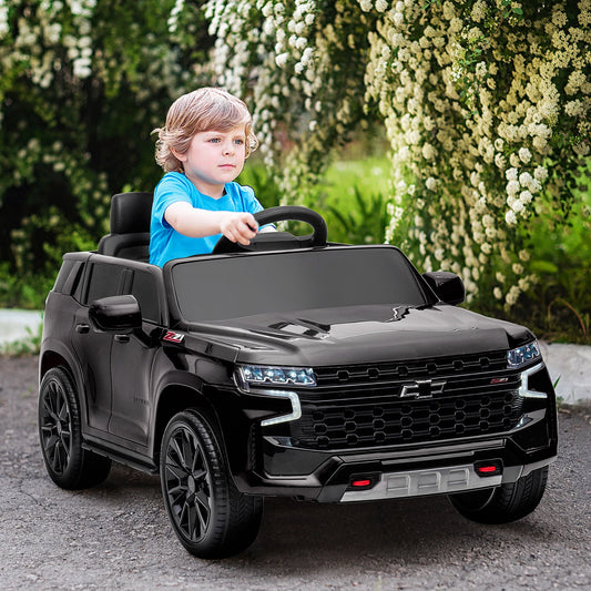 12V Licensed Chevrolet TAHOE Ride On Car, Kids Ride On Car with Remote Control, 3 Speeds, Spring Suspension, LED Light, Horn, Music, Electric Kids Car for 3-6 Years Old, Black - Gallery Canada