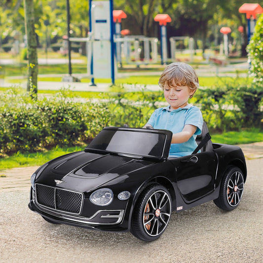 12V Ride On Car Licensed Bentley Battery Powered Electric Vehicles w/ Parent Remote Control, 2 Speed - Black - Gallery Canada