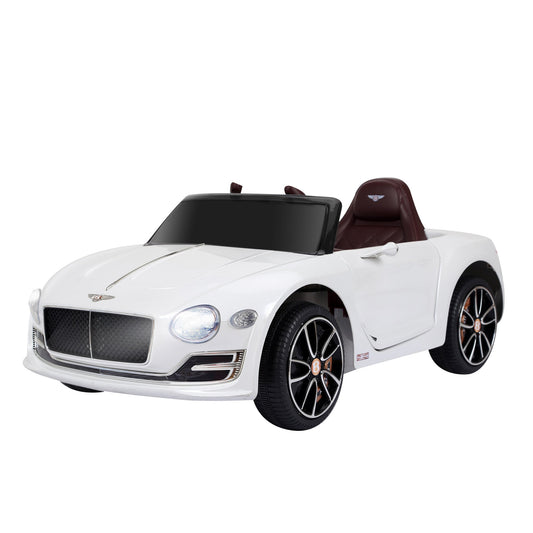 12V Ride On Car Licensed Bentley Battery Powered Electric Vehicles w/ Parent Remote Control, 2 Speed - White - Gallery Canada