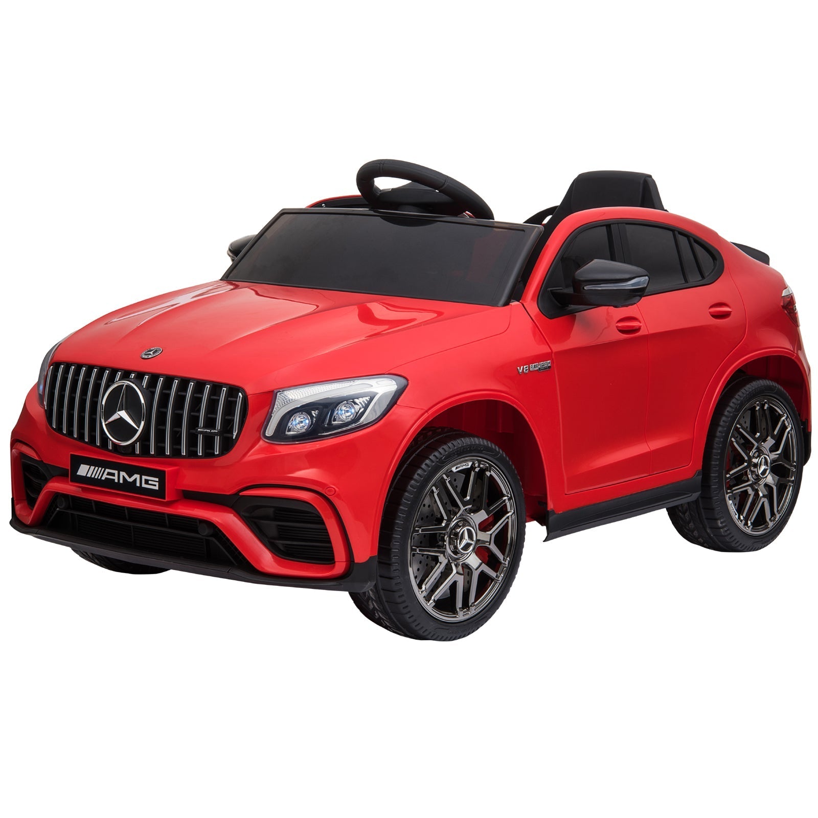 12V Ride On Toy Car for Kids with Remote Control, Mercedes Benz AMG GLC63S Coupe, 2 Speed, with Music, Electric Light, Red - Gallery Canada