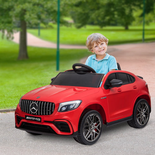 12V Ride On Toy Car for Kids with Remote Control, Mercedes Benz AMG GLC63S Coupe, 2 Speed, with Music, Electric Light, Red