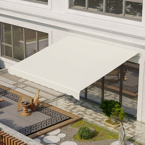 12'x10' Electric Retractable Awning, UV Protection Sun Shade Shelter w/ Remote Controller for Deck Balcony Yard, Cream