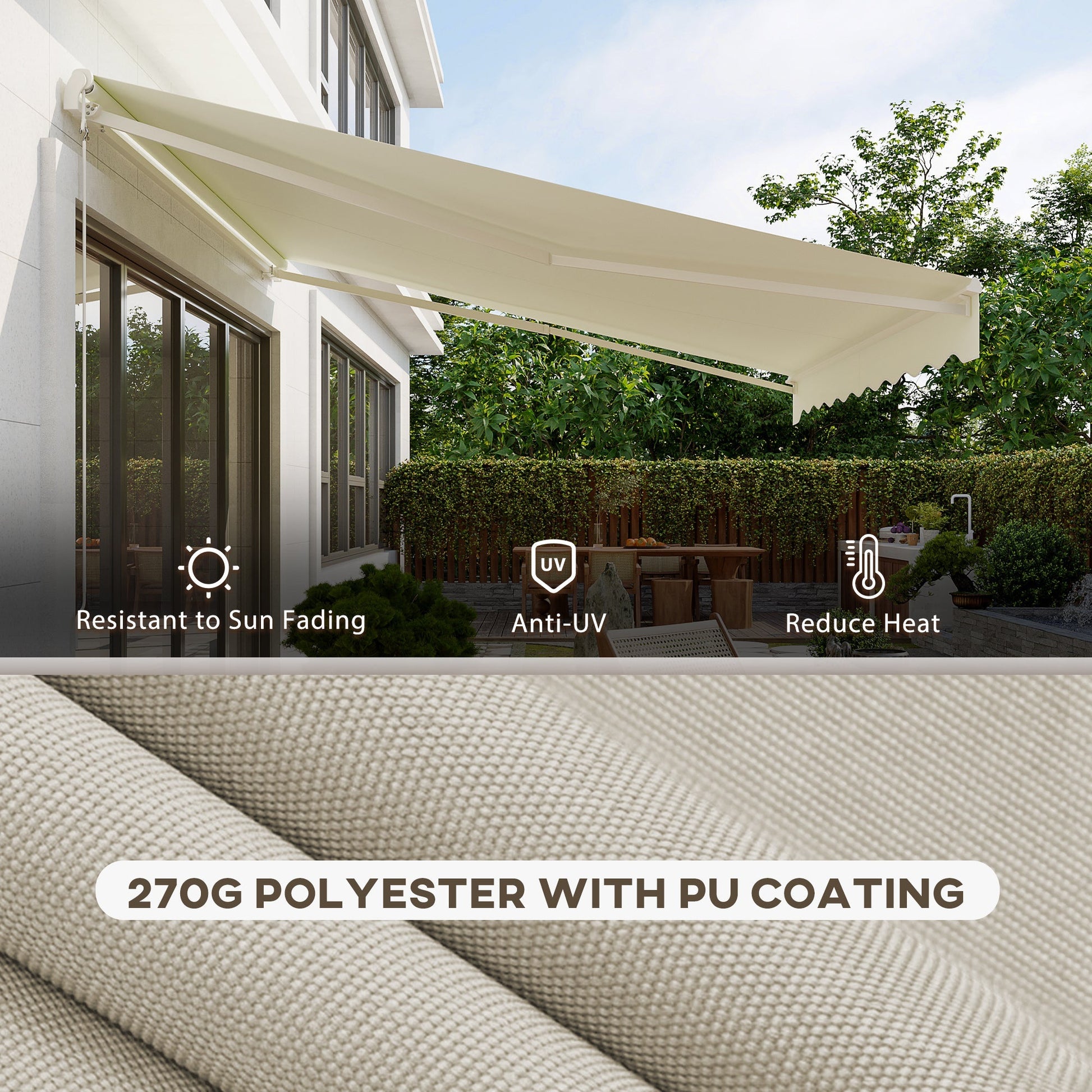 12'x10' Electric Retractable Awning, UV Protection Sun Shade Shelter w/ Remote Controller for Deck Balcony Yard, Cream - Gallery Canada