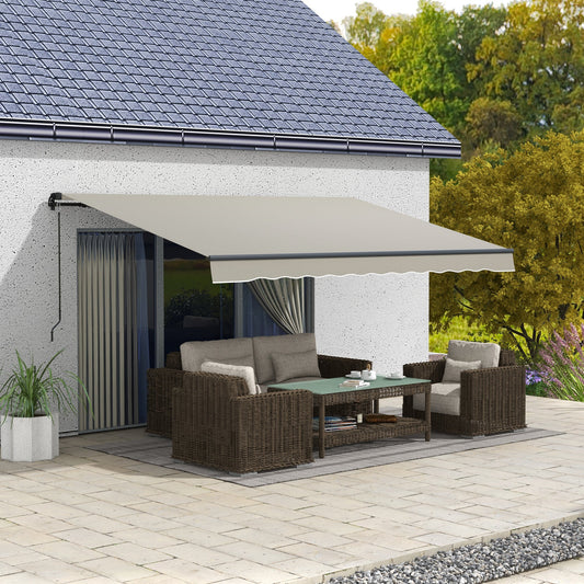 13' x 10' Retractable Awning, 280gsm UV Resistant Sunshade Shelter, for Deck, Balcony, Yard, Light Grey - Gallery Canada