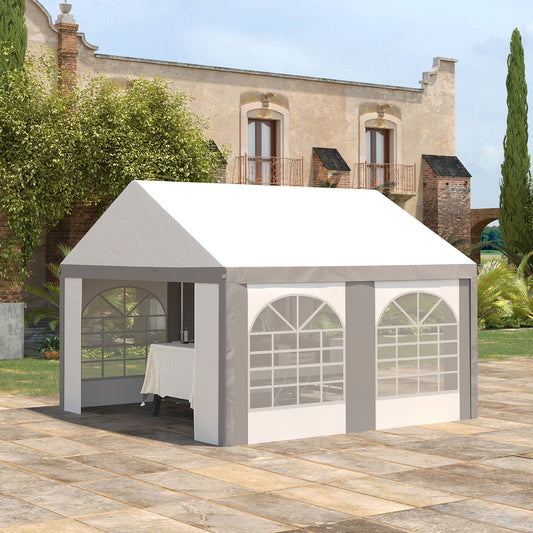 13' x 13' Outdoor Tents for Parties, Event Tent with Sides, 4 Windows and 2 Doors, Grey - Gallery Canada