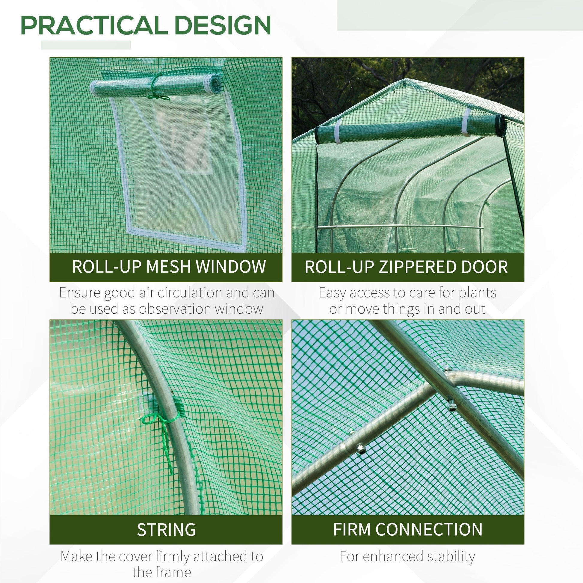 13' x 6.5' x 6.5' Steeple Walk-in Greenhouse Garden Plant Seed Grow Tent Polytennel with Windows and Door Green at Gallery Canada
