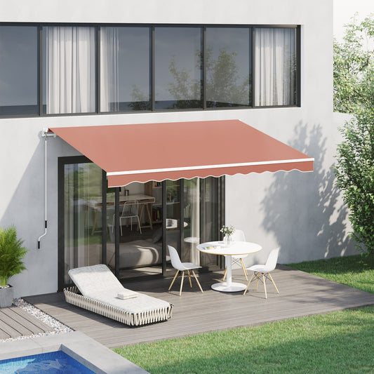 13' x 8' Manual Retractable Patio Awning Sun Shade Outdoor Deck Window Door Canopy Shelter Aluminum Frame Coffee - Gallery Canada