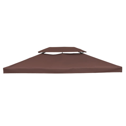 13.1' x 9.8' Gazebo Replacement Canopy, 2 Tier Top Roof Garden Pavilion UV Cover, Brown (TOP ONLY) - Gallery Canada
